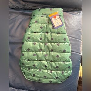 Top Paw Green and Black Polka Dot Dog Coat